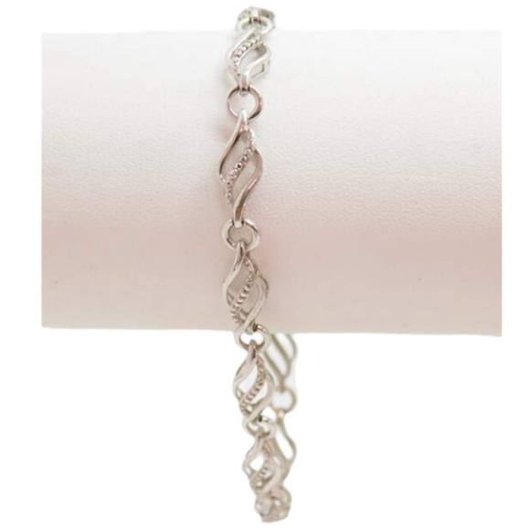 Rogers & Hollands Diamond Accent Sterling Silver Bracelet in Box 7.5” - Picture 1 of 10